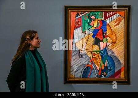 Sothebys, Londres, Royaume-Uni. 29 janvier 2020. Jean Metzinger, le cycliste (1912), estimation de £1.500,000 - 2.000.000 - Sotheby's previews ses ventes d'art impressionniste, Moderne et surréaliste qui ont lieu les 4 et 5 février 2020 à Londres. Crédit: Guy Bell/Alay Live News Banque D'Images