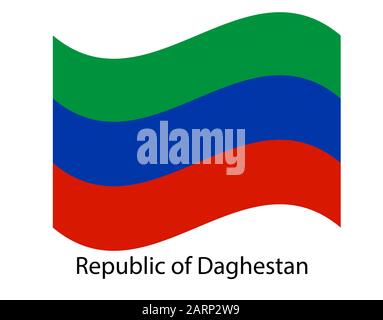 Drapeau de la République du Dagestan et affiche du texte d'information, modèle de drapeau du Dagestan. Illustration de Vecteur