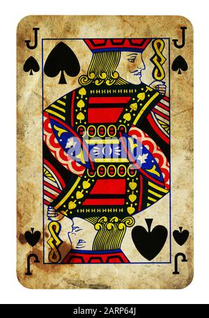 Valet de Pique Vintage playing card - isolated on white (chemin inclus) Banque D'Images