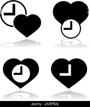 Icône représentant un cœur et une horloge pour symboliser la fréquence cardiaque Illustration de Vecteur