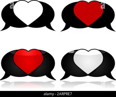 Ensemble d'icônes montrant quelques bulles de parole qui s'entrecroisent pour former un cœur Illustration de Vecteur