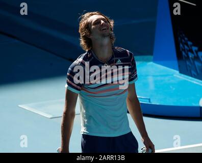 Melbourne Park, Melbourne, Victoria, Australie. 29 janvier 2020. Open d'Australie tennis, jour 10; Alexander Zverev d'Allemagne pendant son match contre Stan Wawrinka de Suisse crédit: Action plus Sports/Alay Live News Banque D'Images