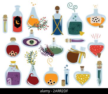 Collection Vector de potions Et bouteilles Magiques Illustration de Vecteur