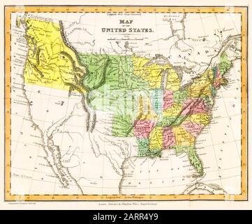 Carte des Etats-Unis d'Amérique dans les années 1830, publiée en 1833 Banque D'Images