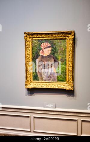 Un Pissaro encadré, huile sur toile, 'Peasant Woman', suspendu à La National Gallery of Art, Waahington, D.C. Banque D'Images