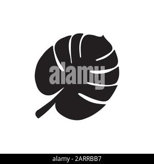 Silhouette vectorielle de feuilles de monstère exotiques closeup isolée. Illustration de Vecteur