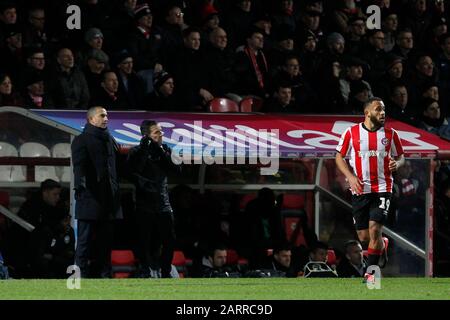 Londres, Royaume-Uni. 28 janvier 2020. Directeur de la forêt de Nottingham, Sabri Lamouchi lors du match du championnat Sky Bet entre Brentford et Nottingham Forest au Griffin Park, Londres, Angleterre, le 28 janvier 2020. Photo De Carlton Myrie. Crédit: Images Prime Media / Alay Live News Banque D'Images