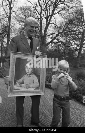 Peinture de Prince Willem Alexander pour le sixième anniversaire, Willem-Alexander à la peinture Date : 16 avril 1973 mots clés : peintures, anniversaires Nom personnel : Willem-Alexander, Prins van Oranje Banque D'Images