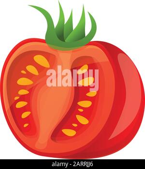 Icône tomate coupée. Dessin animé de l'icône vectorielle de tomate coupée pour la conception de sites Web isolé sur fond blanc Illustration de Vecteur