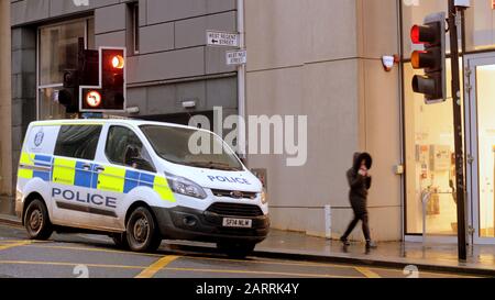 Glasgow, Écosse, Royaume-Uni, 29 janvier 2020 : Une Présence policière Énorme en tant qu'homme chinois a été vue à l'arrière d'un camion de police dans la rue du Nil occidental dans le centre-ville. Copywrite Gerard Ferry/ Alay Live News Banque D'Images