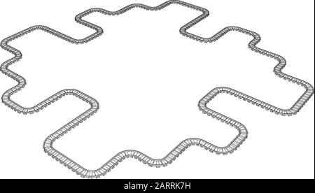 Vue isométrique du chemin de fer, illustration en 3 dimensions, blanche Illustration de Vecteur