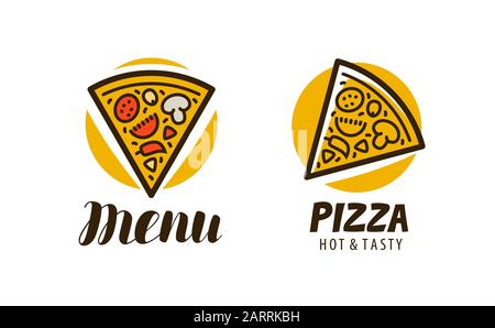 Logo tranche de pizza. Symbole ou étiquette des aliments. Vecteur Illustration de Vecteur