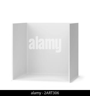 Maquette de stand de salon simple. illustration tridimensionnelle isolée sur fond blanc Banque D'Images