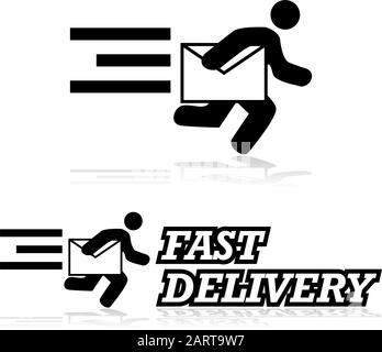 Concept illustration montrant un homme court transportant une enveloppe Illustration de Vecteur