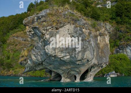 Grottes De Marbre Au Chili Dans Le Lac General Carrera Banque D'Images