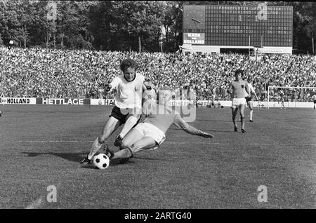 Soccer Interland Ouest Allemagne-Pays-Bas 1-1 Moment Du Jeu Date: 17 Mai 1975 Lieu: Allemagne, Francfort Mots Clés: International, Joueurs, Sport, Football Banque D'Images