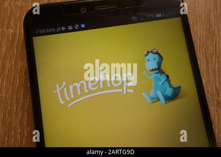 Logo Timehop affiché sur un smartphone moderne Banque D'Images