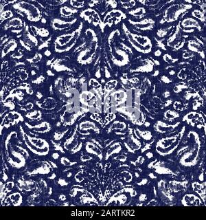 Damask indigo bleu marine effet teint modèle marine usé Illustration de Vecteur