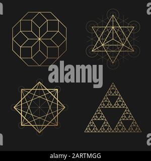 Collection d'éléments de conception vectoriels dorés à géométrie sacrée Illustration de Vecteur