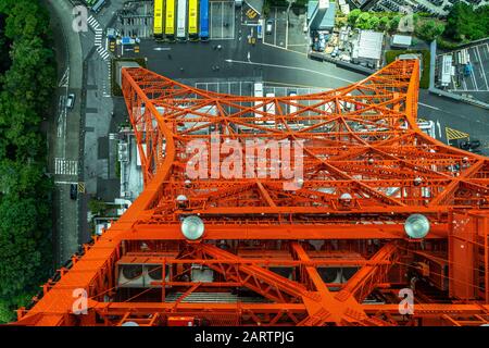 Vue panoramique Depuis le sol en verre sur la terrasse d'observation de la Tour de Tokyo. Tokyo, Japon, Août 2019 Banque D'Images