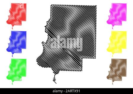 Faulkner Comté (Arkansas (États-Unis County, États-Unis d'Amérique,USA, États-Unis, US) map vector illustration gribouillage, croquis Faulkner site Illustration de Vecteur