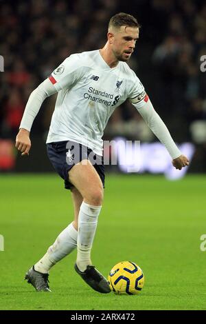 Londres, Royaume-Uni. 29 janvier 2020. Jordan Henderson de Liverpool en action. Match de la Premier League, West Ham United / Liverpool au London Stadium, Parc olympique Queen Elizabeth à Londres le mercredi 29 janvier 2020. Cette image ne peut être utilisée qu'à des fins éditoriales. Utilisation éditoriale uniquement, licence requise pour une utilisation commerciale. Aucune utilisation dans les Paris, les jeux ou une seule édition de club/ligue/joueur . pic par Steffan Bowen/Andrew Orchard sports photographie/Alay Live news crédit: Andrew Orchard sports photographie/Alay Live News Banque D'Images