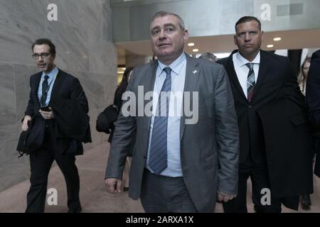 Washington DC, États-Unis. 29 janvier 2020. Lév PARNAS, associé inculpé de Rudy Giuliani, a fait une visite surprise mercredi à Capitol Hill lors du procès de destitution du président Trump. Parnas était au Capitole pour faire une affaire de témoignage et a exhorté les Républicains à voter en faveur de permettre plus de preuves plutôt que de mettre fin au procès vendredi. Crédit: Zuma Press, Inc./Alay Live News Banque D'Images