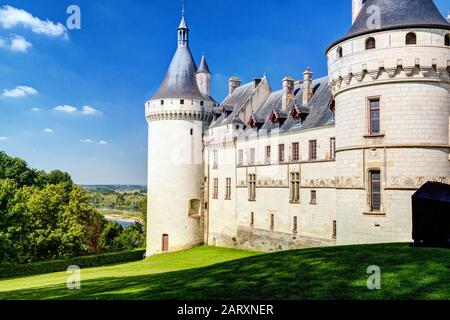 Château de Chaumont-sur-Loire, France. Ce château est situé dans la vallée de la Loire, a été fondé au Xe siècle et a été reconstruit au XVe siècle Banque D'Images