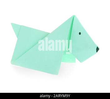 L'origami chien sur fond blanc Banque D'Images