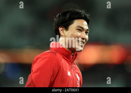 Londres, Royaume-Uni. 29 janvier 2020. Takumi Minamino de Liverpool lors du match de la Premier League entre West Ham United et Liverpool au London Stadium, Stratford, le mercredi 29 janvier 2020. (Crédit: Leila Coker | MI News) la photographie ne peut être utilisée qu'à des fins de rédaction de journaux et/ou de magazines, licence requise à des fins commerciales crédit: Mi News & Sport /Alay Live News Banque D'Images