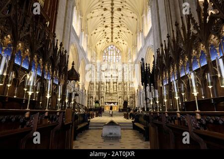 L'intérieur de la cathédrale de Winchester Banque D'Images