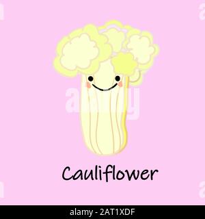 de jolis légumes de dessin animé avec des sourires sur les visages et les émotions. Cartes POUR L'ÉDUCATION DES ENFANTS.Joli personnage de légumes. Illustration de Vecteur