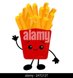 Vecteur national de la journée des fritures françaises. Seau avec les icônes de frites. Cuisine américaine de vacances. Journée nationale de français gratuit le 13 juillet. Jour important. Illustration de Vecteur