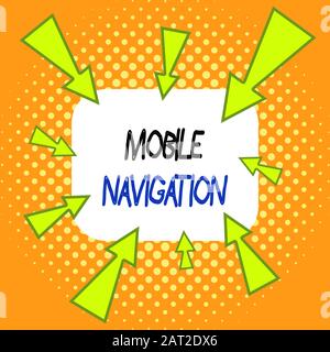 Écriture de texte écriture manuscrite navigation mobile. Interface utilisateur graphique photo conceptuelle utilisée pour aider le conducteur du véhicule au format asymétrique de forme inégale Banque D'Images