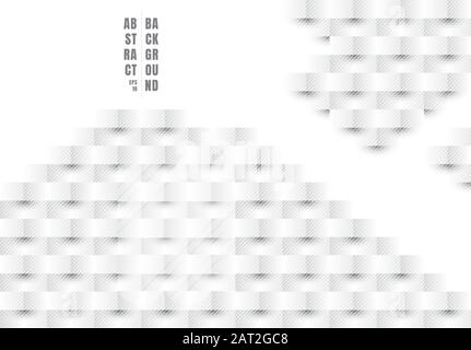 Papier 3 dimensions abstrait style art rectangle blanc et gris, motif lignes diagonales texture avec espace pour votre texte. Vous pouvez utiliser pour la conception de modèle, préten Illustration de Vecteur