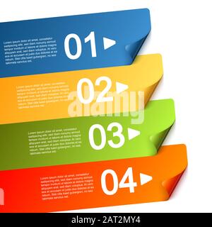 Info modèle graphique avec quatre bandes de couleur pour différentes options Illustration de Vecteur