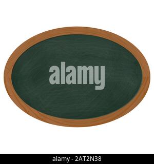 Chalk board vert ovale avec cadre en bois brun Illustration de Vecteur
