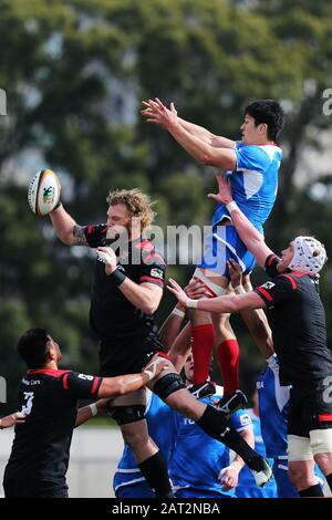 Aichi, Japon. 25 janvier 2020. RGRG Snyman () Rugby : Japon Rugby Top League 2020 match entre Honda HEAT 23-32 Toshiba Brave Lupus au Paloma Mizuho Rugby Stadium, à Aichi, Japon . Crédit: SportsPressJP/AFLO/Alay Live News Banque D'Images