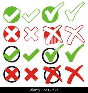 Collection d'une croix rouge et d'une coche verte Illustration de Vecteur