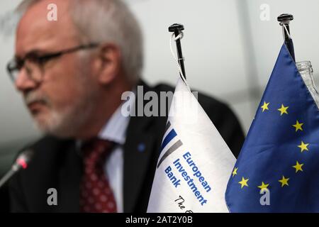 Bruxelles, Belgique. 30 janvier 2020. Le Président de la Banque européenne d'investissement (BEI), Werner Hoyer, s'exprime lors de la conférence de presse annuelle de la BEI. Crédit: Alexandros MICHAILIDIS/Alay Live News Banque D'Images