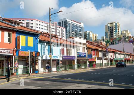 Singapour. Janvier 2020. Une rue dans Le quartier De Little India Banque D'Images