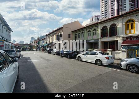 Singapour. Janvier 2020. Une rue dans Le quartier De Little India Banque D'Images