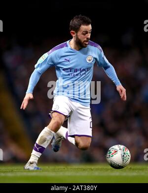 Bernardo Silva de Manchester City lors de la demi-finale de la coupe Carabao, deuxième match de match au stade Etihad, Manchester. Banque D'Images