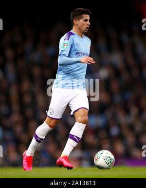 Joao Cancelo de Manchester City lors de la demi-finale de la coupe de Carabao, deuxième match de match de jambe au stade Etihad, Manchester. Banque D'Images