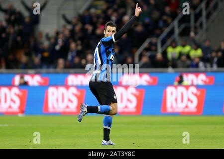 Milan, Italie. 29 janvier 2020 . Coppa Italia . Fc Internazionale Vs Acf Fiorentina. Antonio Candreva du FC Internazionale. Banque D'Images