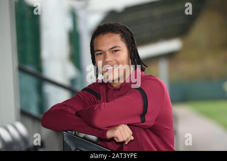 Oriam Sports Performance Center, Riccarton, Édimbourg, Écosse, Royaume-Uni. 30 janvier 2020. Hearts Toby Sibbick Conference for Scottish Premiership match vs St Johnstone Credit: Eric mccowat/Alay Live News Banque D'Images