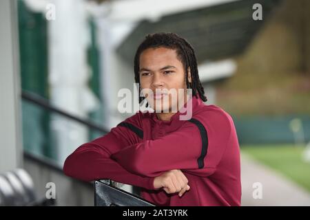 Oriam Sports Performance Center, Riccarton, Édimbourg, Écosse, Royaume-Uni. 30 janvier 2020. Hearts Toby Sibbick Conference for Scottish Premiership match vs St Johnstone Credit: Eric mccowat/Alay Live News Banque D'Images