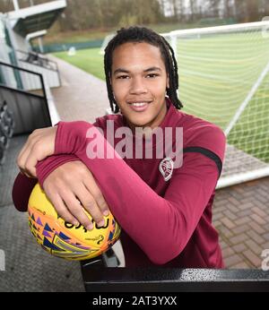 Oriam Sports Performance Center, Riccarton, Édimbourg, Écosse, Royaume-Uni. 30 janvier 2020. Hearts Toby Sibbick Conference for Scottish Premiership match vs St Johnstone Credit: Eric mccowat/Alay Live News Banque D'Images