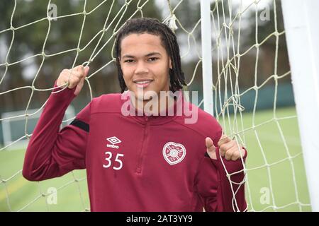 Oriam Sports Performance Center, Riccarton, Édimbourg, Écosse, Royaume-Uni. 30 janvier 2020. Hearts Toby Sibbick Conference for Scottish Premiership match vs St Johnstone Credit: Eric mccowat/Alay Live News Banque D'Images