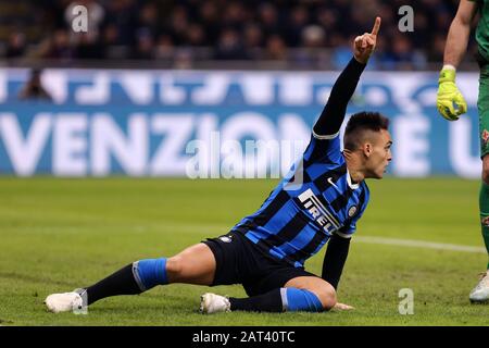 Milan, Italie. 29 janvier 2020 . Coppa Italia . Fc Internazionale Vs Acf Fiorentina. . Lautaro Martinez du FC Internazionale. Banque D'Images